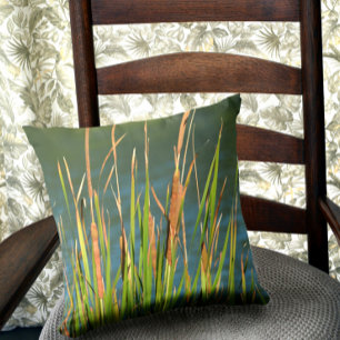 Cattails on the Waterfront Throw Pillow