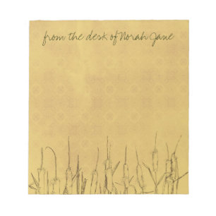 Cattails Pen and Ink Drawing Personalized Notepad