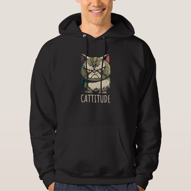 Cattitude Cat Attitude Annoyed Hoodie (Front)