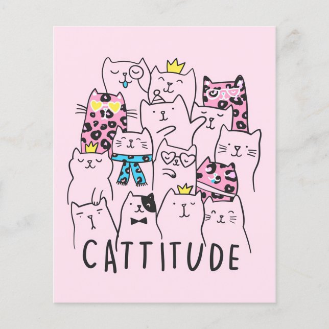 Cattitude Cute Cat, Funny Kitten Cat Lover Gift Flyer (Front)