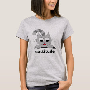 Cattitude Cute Funny Pun Cartoon Attitude Cat T-Shirt