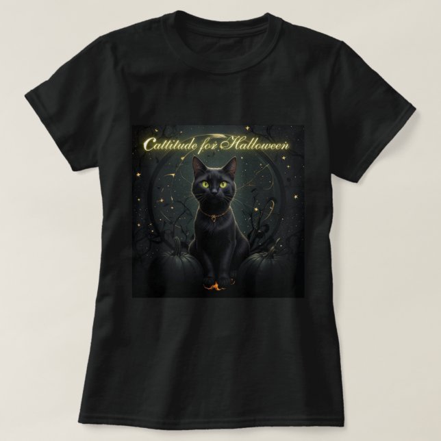 "Cattitude for Halloween"-  T-Shirt (Design Front)