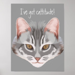 Cattitude (with Text) Print