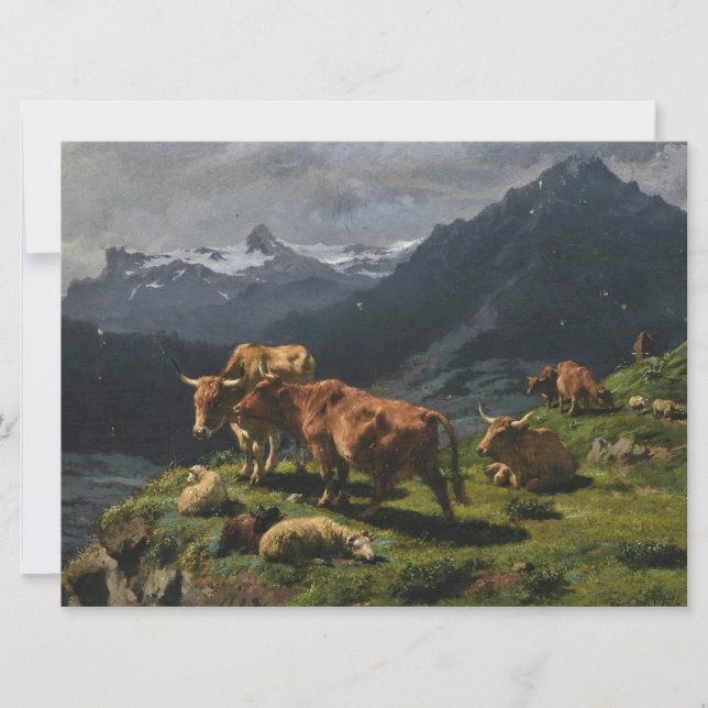 Cattle and Sheep in an Alpine Landscape Card (Front)