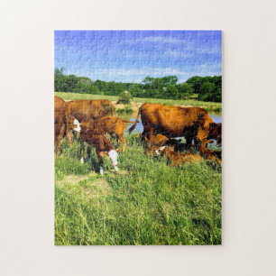 Cattle At The Pond Jigsaw Puzzle