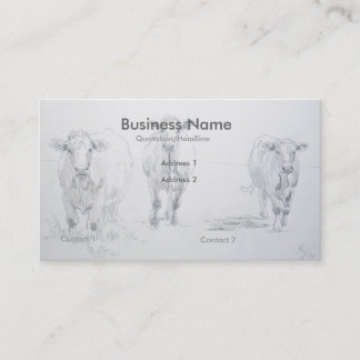 Cattle Cow Pencil Drawing Farmer Business Cards