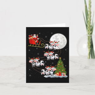 Cattle Cow Santa Sleigh Flying Funny Magical Chris Card