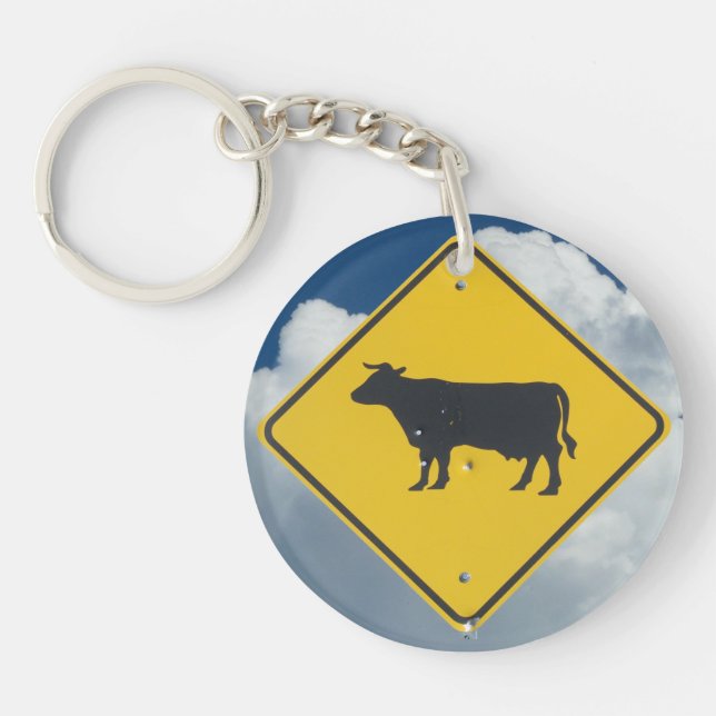 Cattle Crossing Sign Keychain (Front)