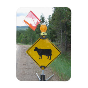 Cattle Crossing Warning Sign, Utah Magnet