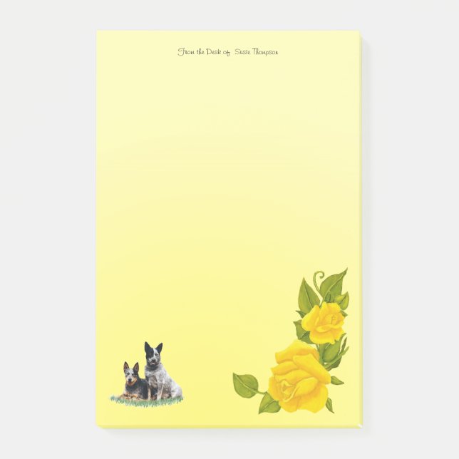 Cattle Dogs & Yellow Roses (50 sticky notes) Post-it Notes (Front)