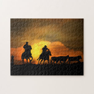 Cattle Drive with Cowboys and Horses Jigsaw Puzzle