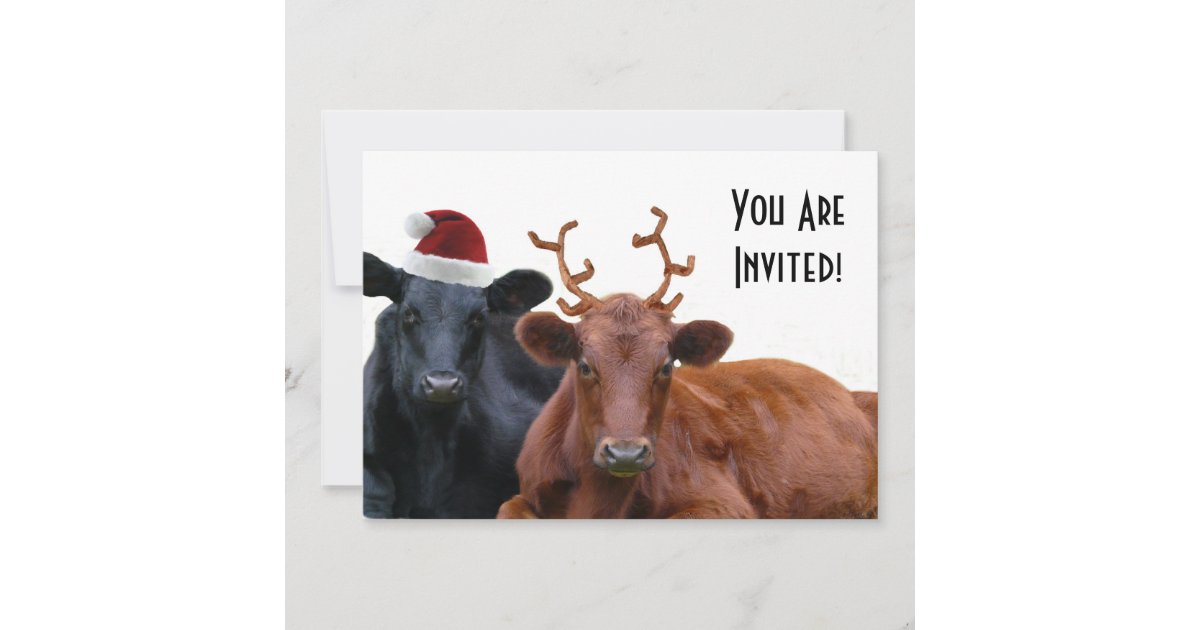 Cattle Farm Staff Christmas Party Invitations Zazzle