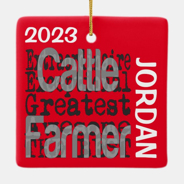 Cattle Farmer Extraordinaire CUSTOM Ceramic Ornament (Back)
