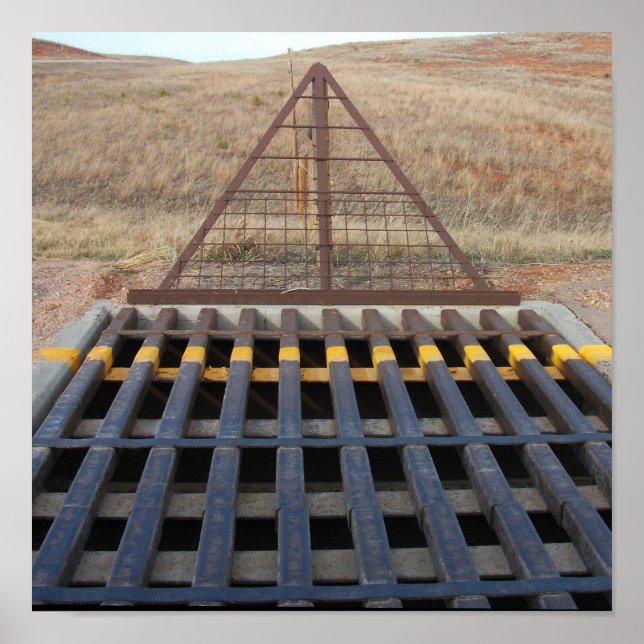 Cattle Grate on Gravel Road, Wyoming Poster (Front)