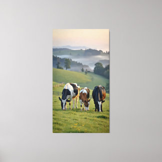 cattle grazing in the pasture canvas print