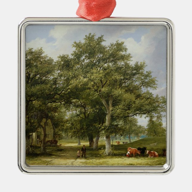 Cattle Grazing Metal Ornament (Front)