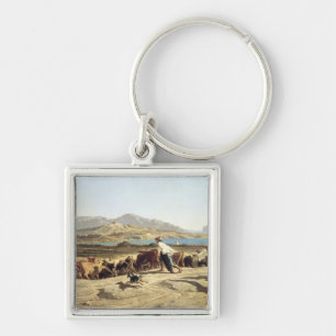 Cattle herding near Marseilles, 1853 (oil on canva Keychain