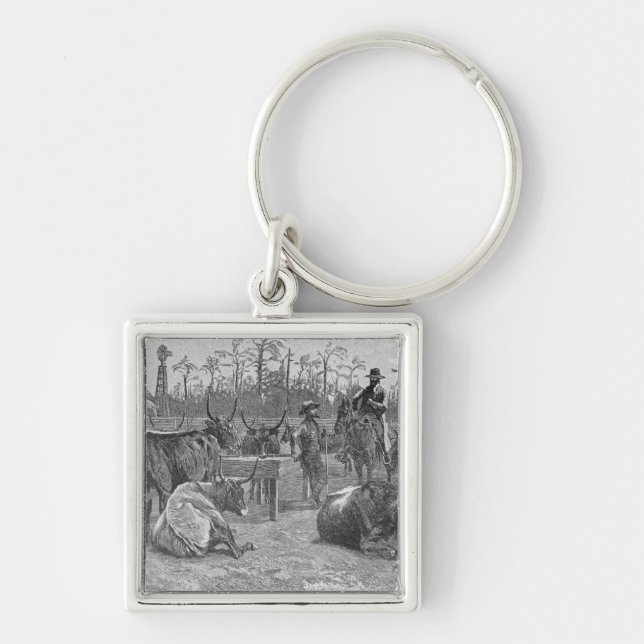 Cattle in a Kansas Corn Corral Keychain (Front)