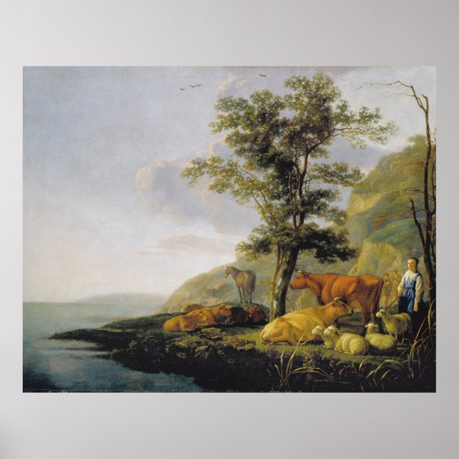 Cattle near a River  Aelbert Cuyp  Poster (Front)