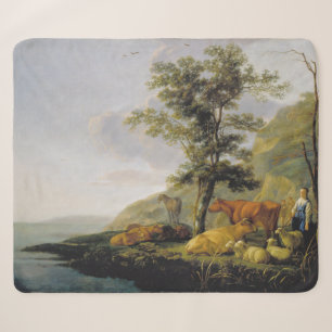 Cattle near a River Aelbert Cuyp Sherpa Blanket