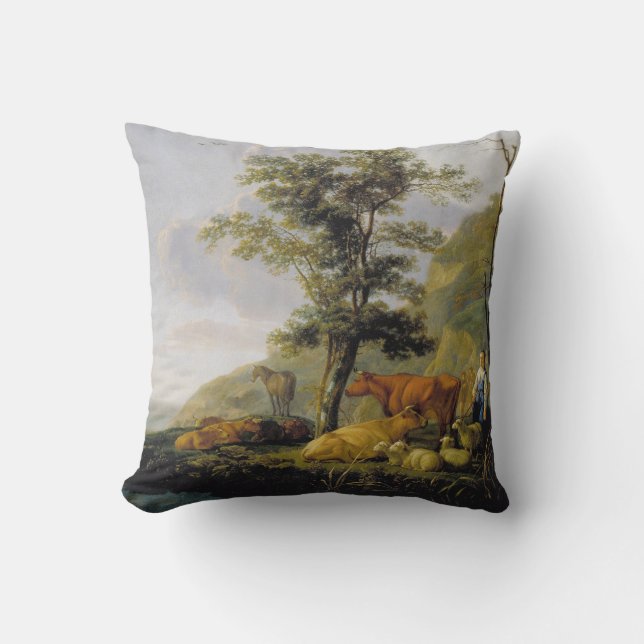 Cattle near a River  Aelbert Cuyp   Throw Pillow (Front)