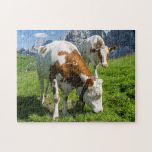Cattle On High Pasture In Karwendel Mountain 2 Jigsaw Puzzle