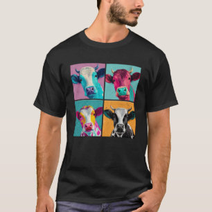 Cattle Pop Illustration Colourful Animal Women Men T-Shirt