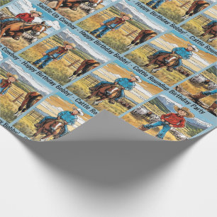 Cattle Roundup Boy's Birthday Personalize Name Wrapping Paper