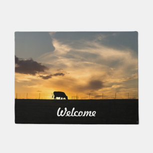 Cattle Sunset Silhouette Doormat