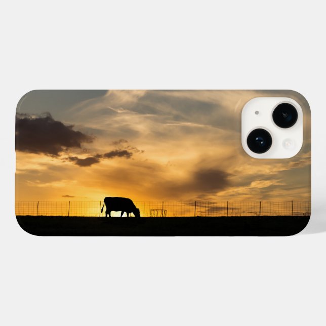 Cattle Sunset Silhouette iPhone Case (Back (Horizontal))