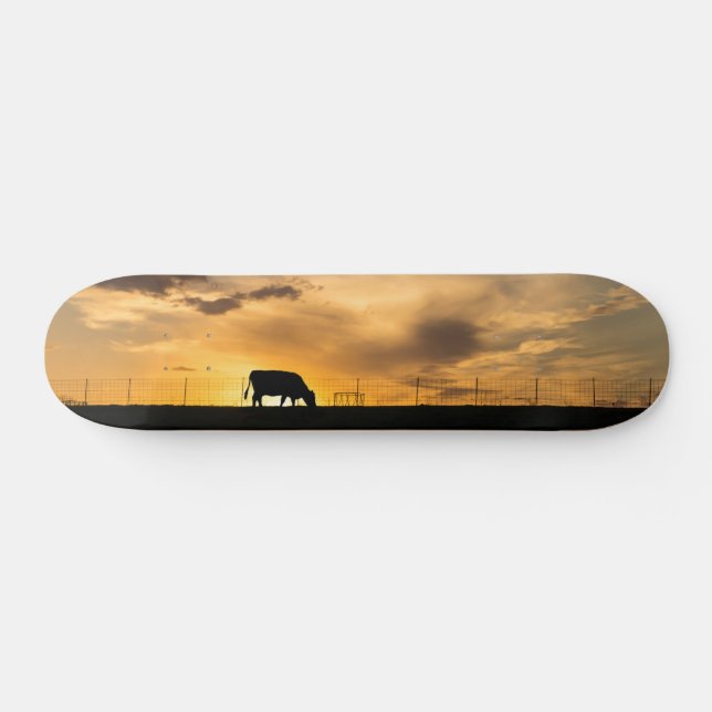 Cattle Sunset Silhouette Skateboard (Horz)