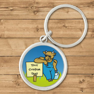 Cattle with sign keychain