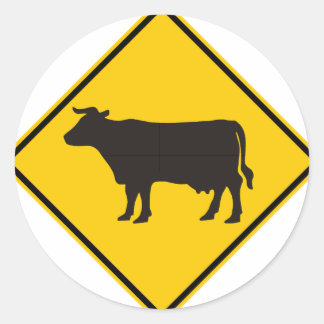 Cattle Zone Highway Sign Classic Round Sticker