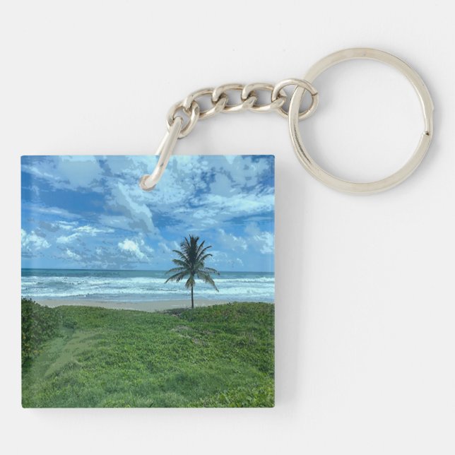 Cattlewash Beach, Barbados Keychain (Back)