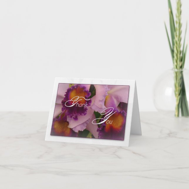 Cattleya Hybrid Orchid Thank You Note Card (Front)