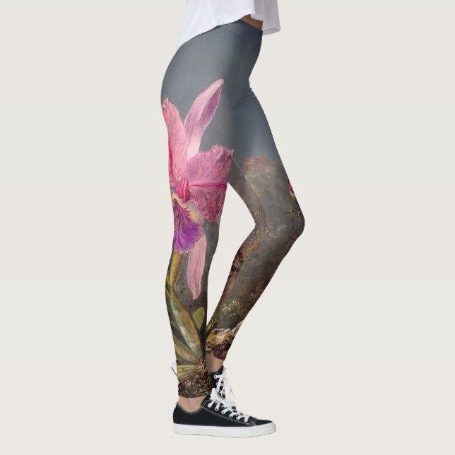 Cattleya Orchid and Three Hummingbirds by Heade Leggings (Right)