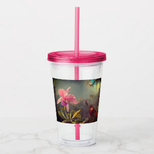 Cattleya Orchid and Three Hummingbirds Heade Acrylic Tumbler
