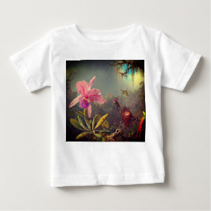 Cattleya Orchid and Three Hummingbirds Heade Baby T-Shirt