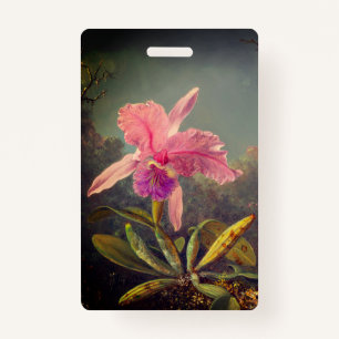 Cattleya Orchid and Three Hummingbirds Heade Badge