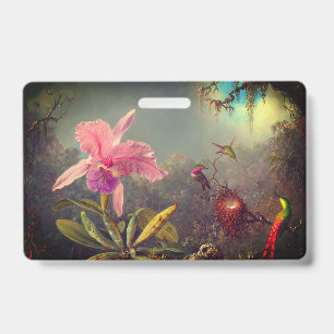 Cattleya Orchid and Three Hummingbirds Heade Badge