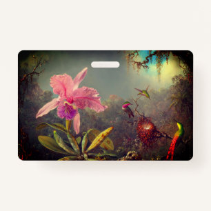 Cattleya Orchid and Three Hummingbirds Heade Badge