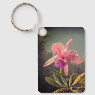 Cattleya Orchid and Three Hummingbirds Heade Keychain