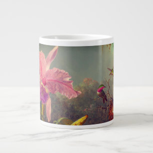 Cattleya Orchid and Three Hummingbirds Heade Large Coffee Mug