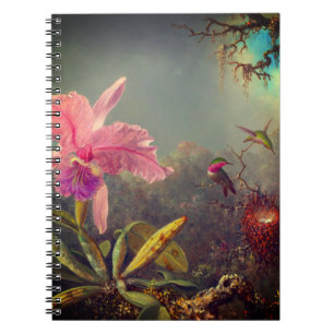 Cattleya Orchid and Three Hummingbirds Heade Notebook
