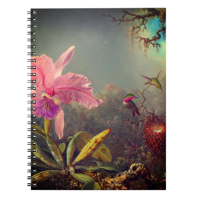 Cattleya Orchid and Three Hummingbirds Heade Notebook (Front)