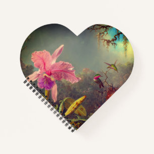 Cattleya Orchid and Three Hummingbirds Heade Notebook