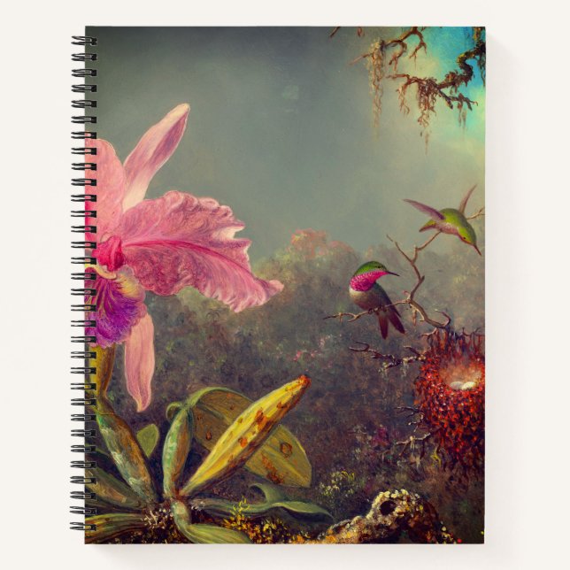 Cattleya Orchid and Three Hummingbirds Heade Notebook (Front)
