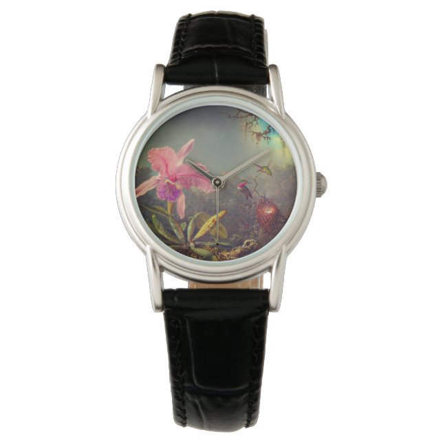 Cattleya Orchid and Three Hummingbirds Heade Watch (Front)
