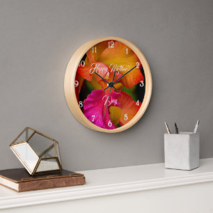 Cattleya Orchid Portrait Clock