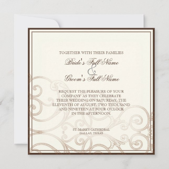 Cattleya Orchid taupe brown - Wedding Invitation (Front)